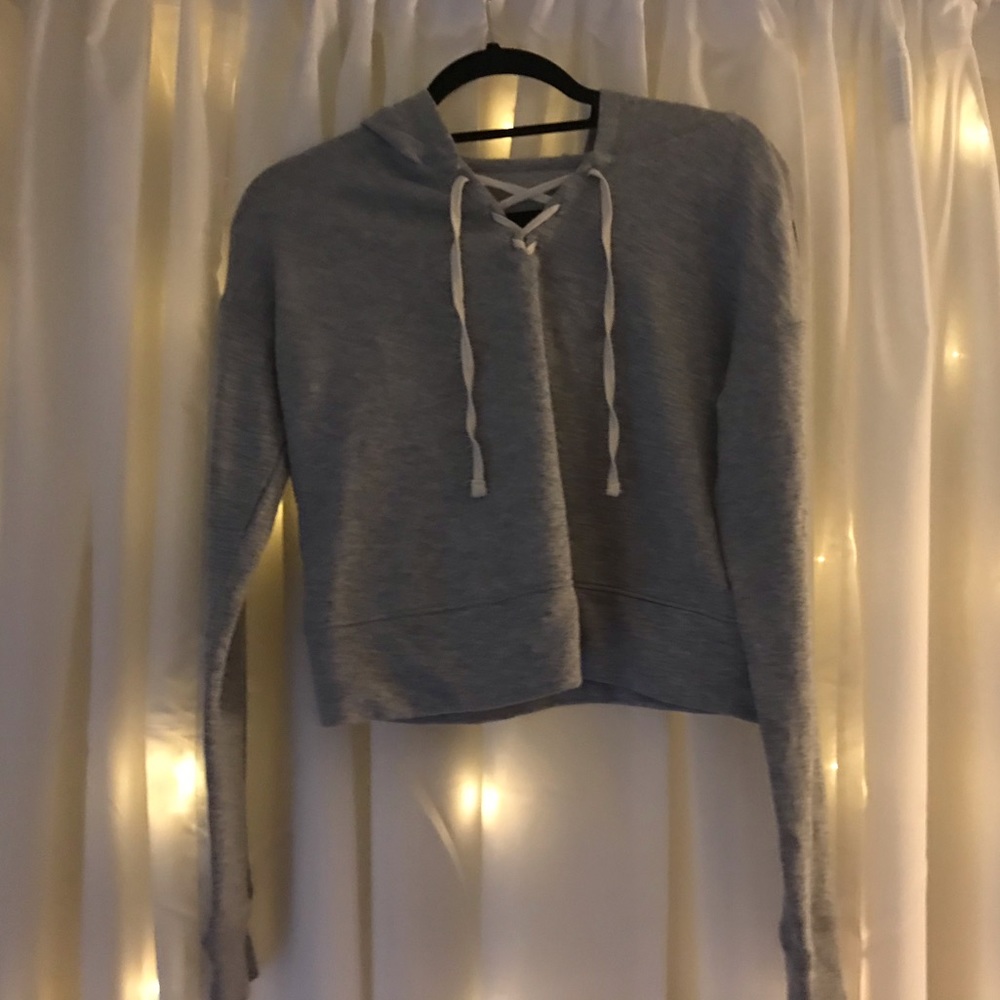 Lace Up Crop Hoodie
